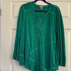LOGO by Lori Goldstein Green Long Sleeve Top